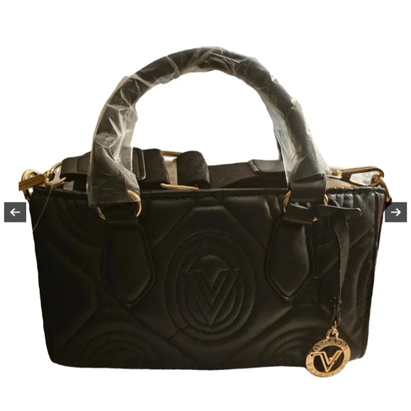Valentino Orlandi Handbags - Valentino Orlandi Elegant Black Crossbody Bag with Gold Accents